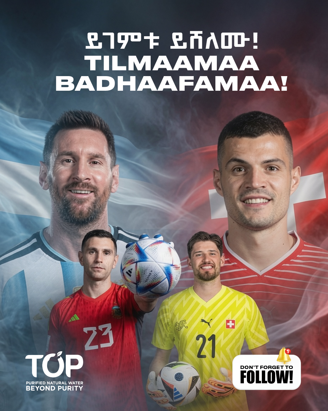 TOP Water Ethiopia football campaign artwork